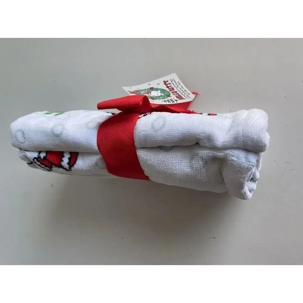 Set Of 2 Sanrio Hello Kitty Christmas Tree SanTa Suit Hand‎ Towels NEW